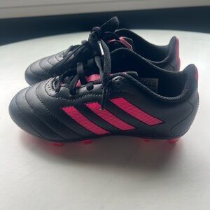 Kids Adidas Black and Pink Soccer Cleats